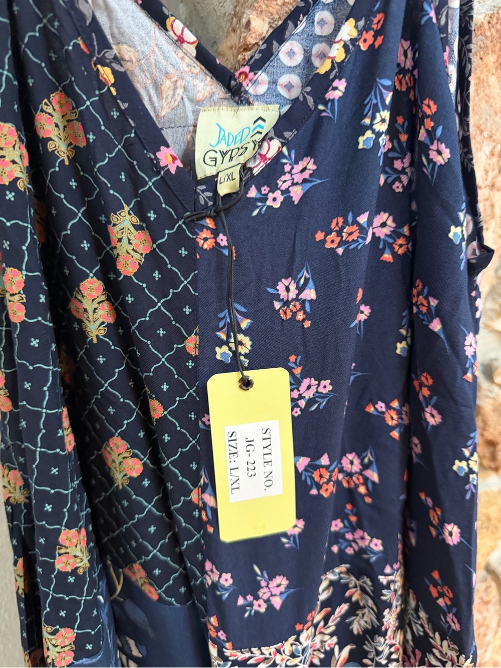 Jaded Gypsy Sleeveless Patchwork Floral Maxi Dress in Navy - Picture 2 of 3